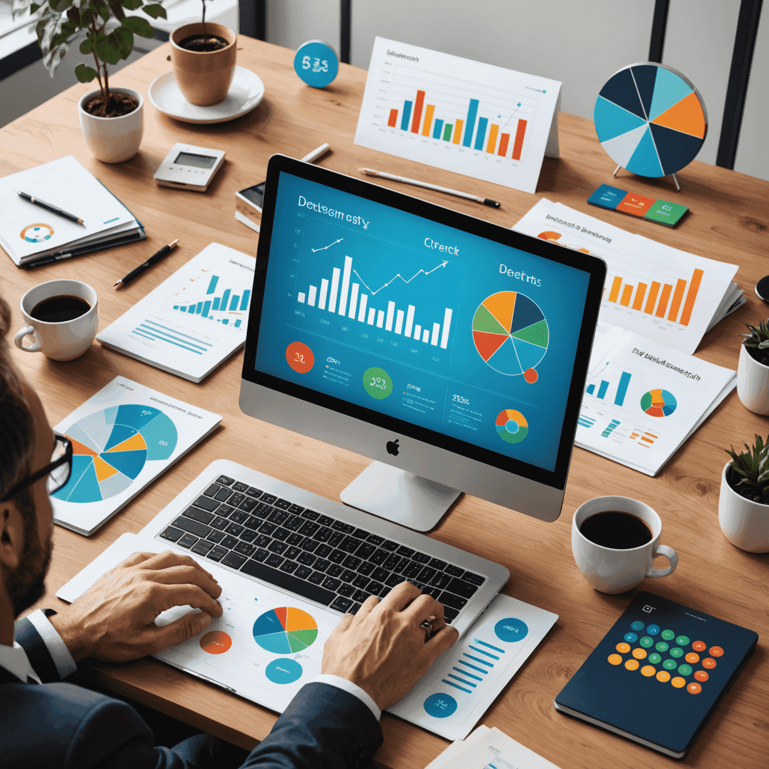 A visual representation of investment strategies including diversified portfolio charts, risk management icons, and beginner-friendly financial symbols
