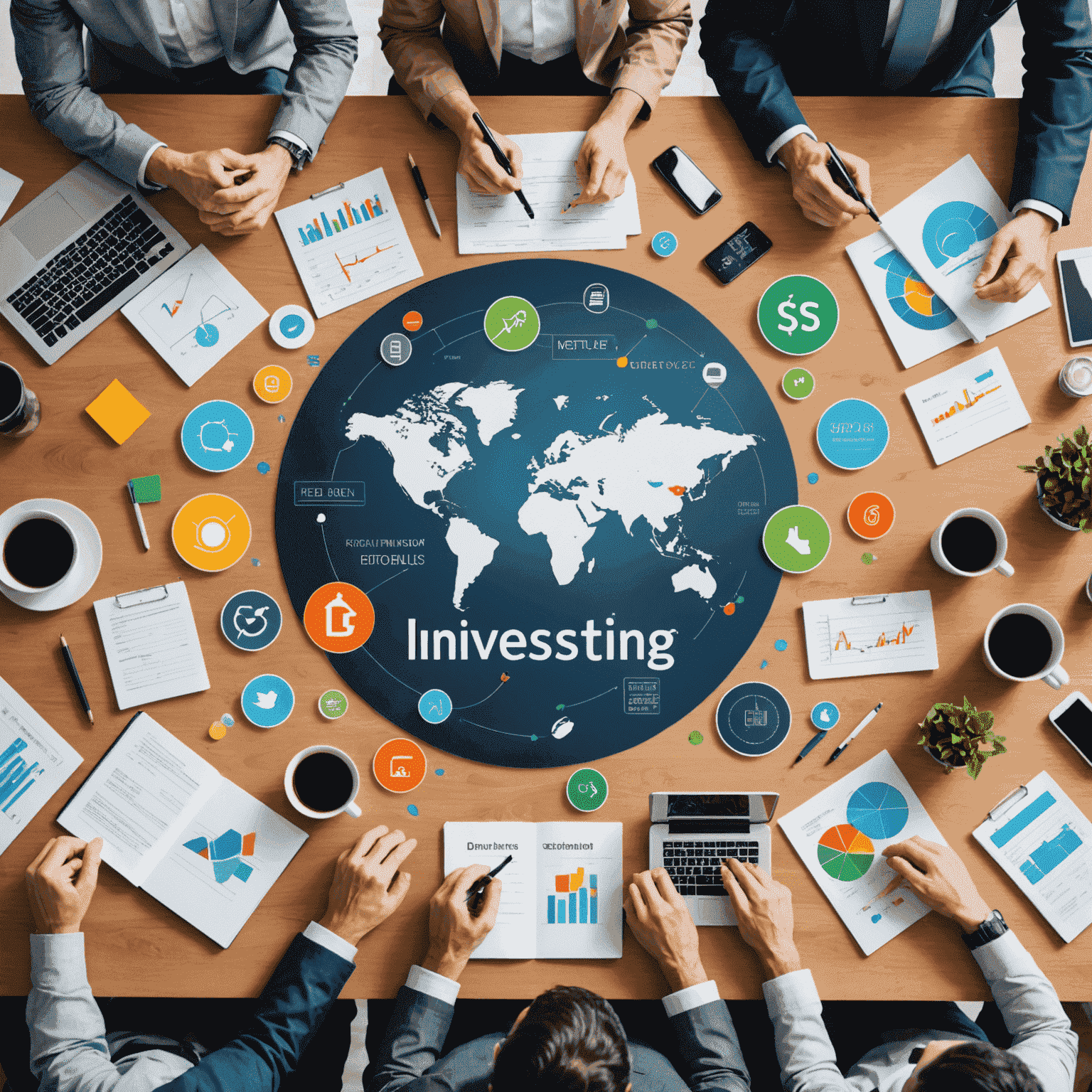 A diverse portfolio of investments including stocks, bonds, real estate, and technology assets, symbolizing smart investing and diversification